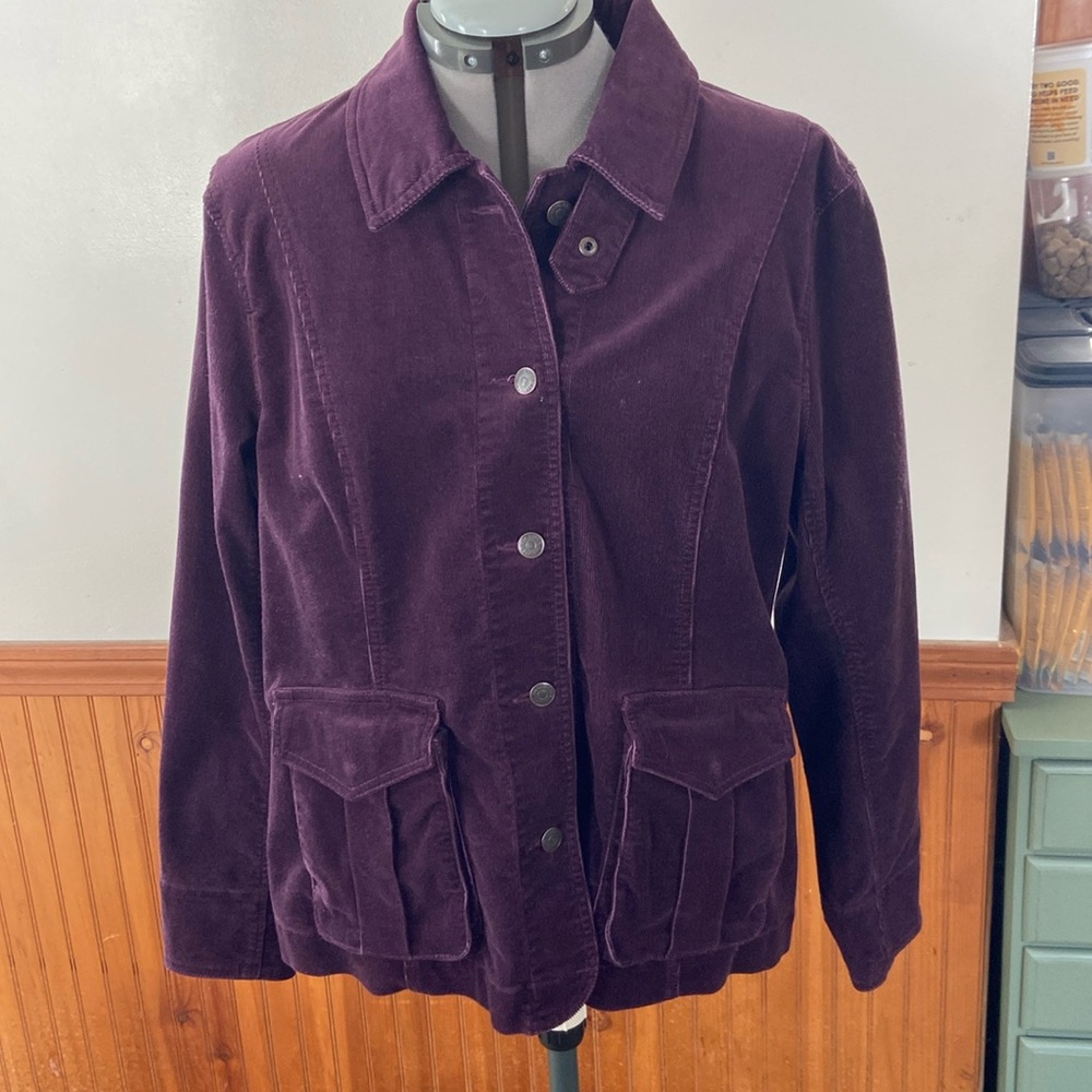 Eddie Bauer Purple Utility Jacket with Corduroy Texture Size XL